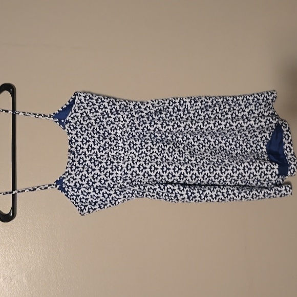J. Crew Mini Dress Women’s Blue White Sleeveless Spaghetti Strap Size 12 Lined - Picture 3 of 3